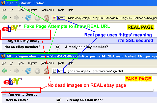 Real Login vs Fake Login Annotated